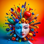 A vibrant, 3D-rendered arrangement 