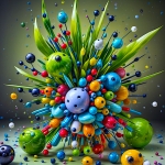 A vibrant, 3D-rendered arrangement 04