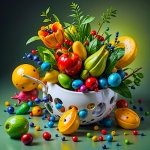 A vibrant, 3D-rendered arrangement 08