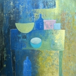 Table in bleu and yellow