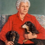 Portret van dame met twee hondjes.