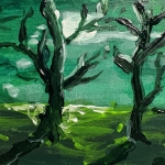Three oaks in the moon