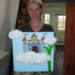 Kinderschilderij met luchtkasteel
