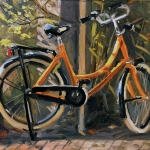 een schilderij van de fiets van mijn zoon