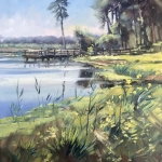 Rozenven in de ochtend in olieverf