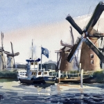 aquarel Kinderdijk