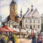 Markt Roosendaal line & wash