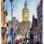 004 Londen Bigben in aquarel