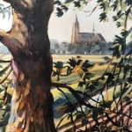 doorkijkje Oud-Gastel in aquarel