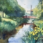 molen in aquarelverf