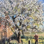 kersenbloesem in olieverf