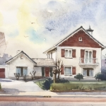 aquarel woonhuis