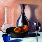 Still life with fase and apples