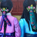 Korean girls with ribbons