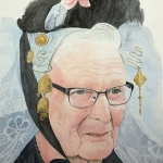 Portret Noord Bevelandse vrouw in klederdracht