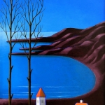 Uitzien over de vroege ochtendbaai