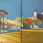 Spel van licht en donker op het plein