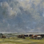 Resting cows, olieverf studie 