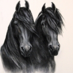 Twee Friese paardenhoofden  (alleen als print)