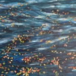 Herfstbladeren in het water