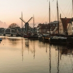 Galgewater in Leiden bij zonsondergang