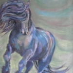 Paard in blauw