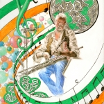 Ierse doedelzak (Uilleann pipes) speler en  'Whiskey In The Jar'.