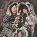 Twee Siberische Chukchi vrouwen in hun Yaranga