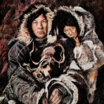 Twee Siberische Chukchi vrouwen in hun Yaranga