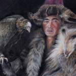 Kazachse adelaar jager in Mongolië