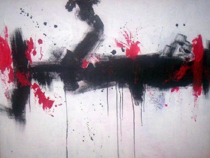 zw.wit rood abstract