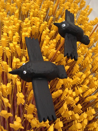 korenveld met kraaien;detail