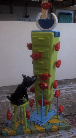 kastje met hond en vissen