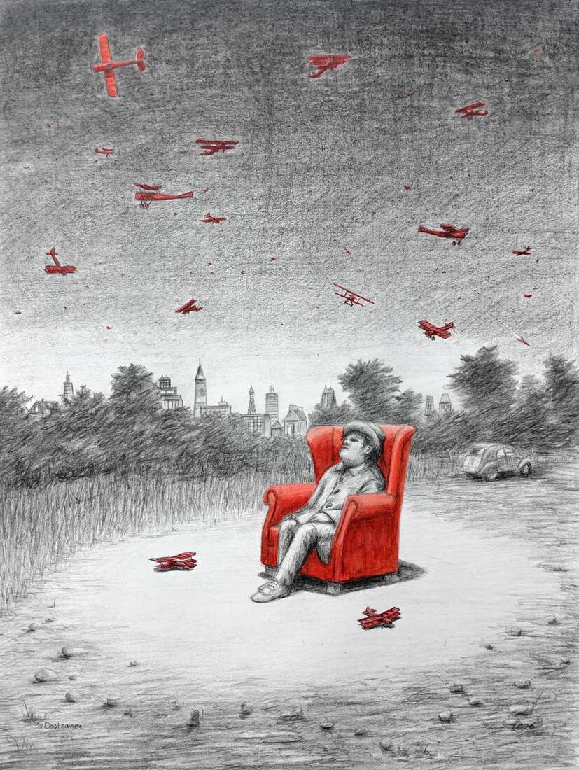 Ballet in the sky with red wings