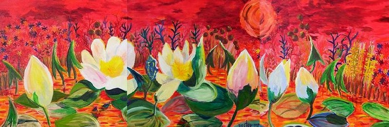 s Avonds bij de waterlelies