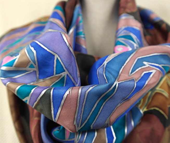 Zijden shawl met bloemmotief 4