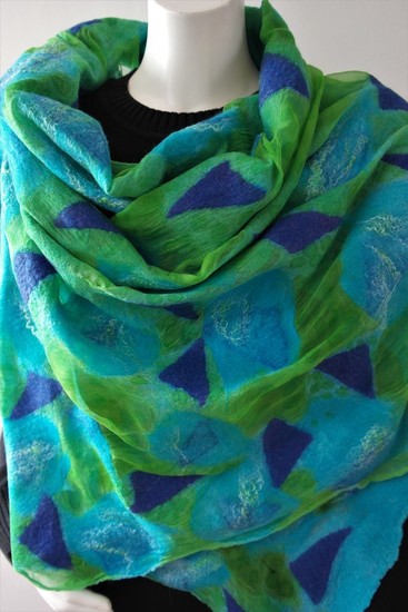 Nunofelt scarf, felted silk