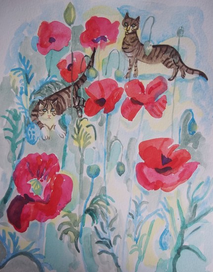 Cats among the poppies