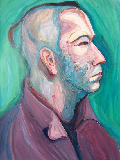 Wearing a Hyde mask.