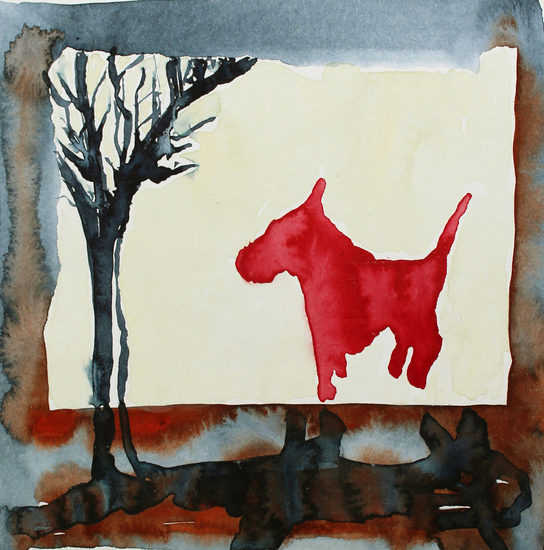 Red dog with tree (1)