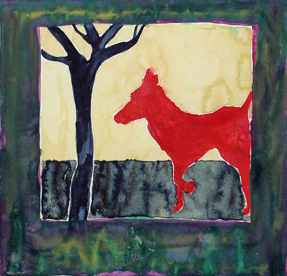 Red dog with tree (2)