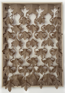 The base of all these works is a large piece of parer that has been cut is such a way that it can be stretched