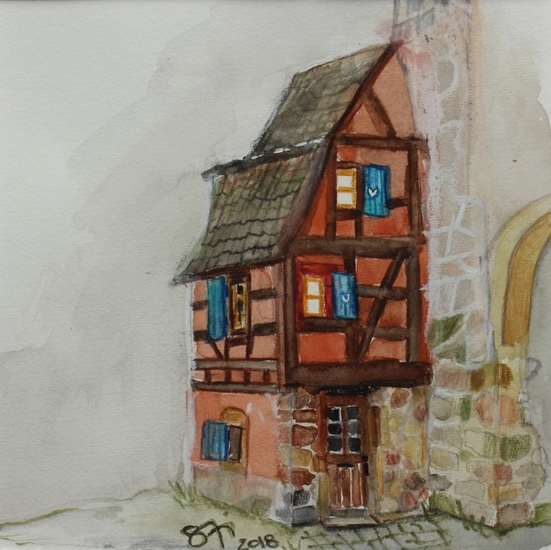 Part-wooden house in the Alsace, France