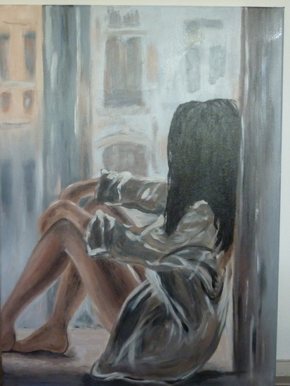 Meisje in vensterbank