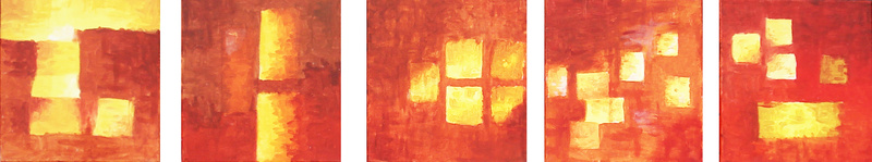 Schilderij Blokken 5-luik