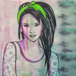 Schilderijen voor de wat oudere kinderen en tieners. De schilderijen zijn gemaakt met acrylverf in combinatie met graffiti en mixed media.