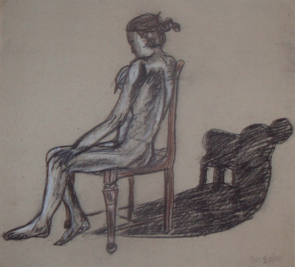 Vrouw zittend stoel