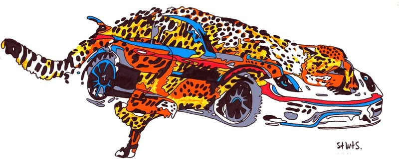 Transformer luipaard sportwagen