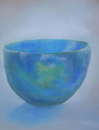 Blauwe glazen schaal