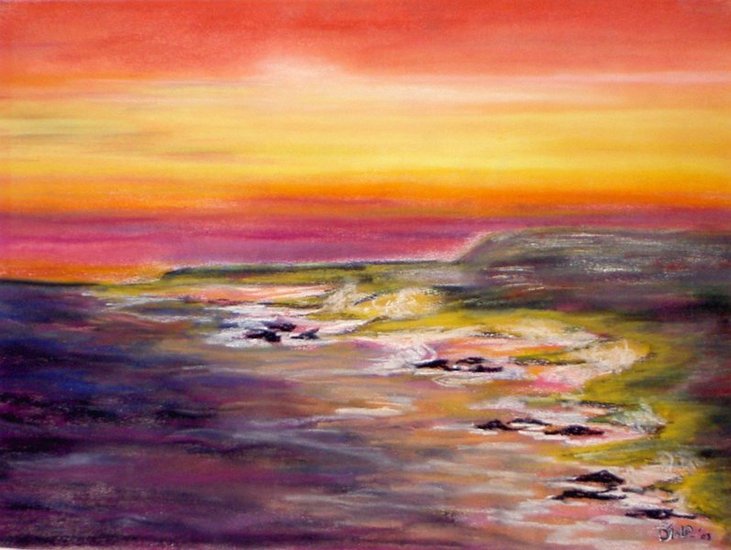 Zee bij avondrood in Cornwall